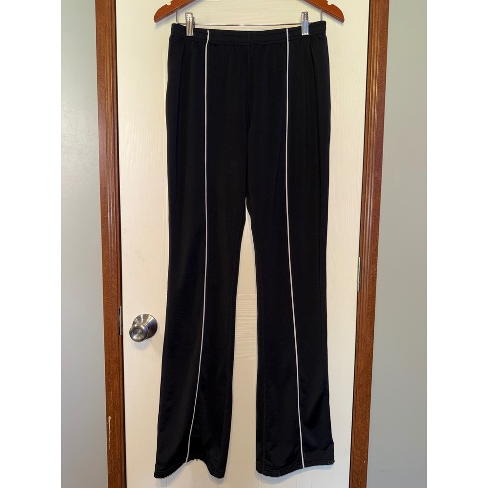 Nike Vtg Dri-FIT Black Flare Track Pants Medium Tall Reflective Zip Hem Y2K